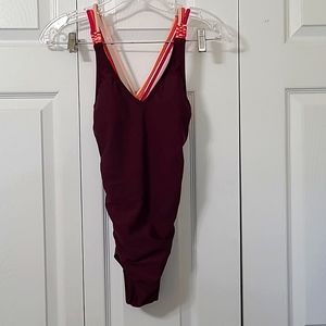 Kona Sol Burgundy Swimsuit, Colorful Braided Straps, Size Medium, New W/out Tags